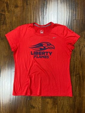 LIBERTY UNIVERSITY FLAMES Women’s Nike Dri-Fit Shirt Red Blue Athletic Size XL